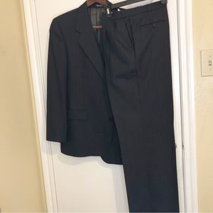 Profilo Mens Dark Gray with Red Pin Stripes Suit and 100% Pure Virgin Wool